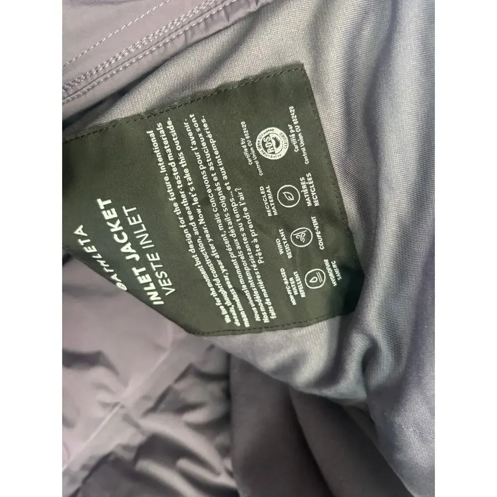 Athleta Inlet Down Puffer Jacket XL Nightfall Purple Zip Insulated Hood Puffy